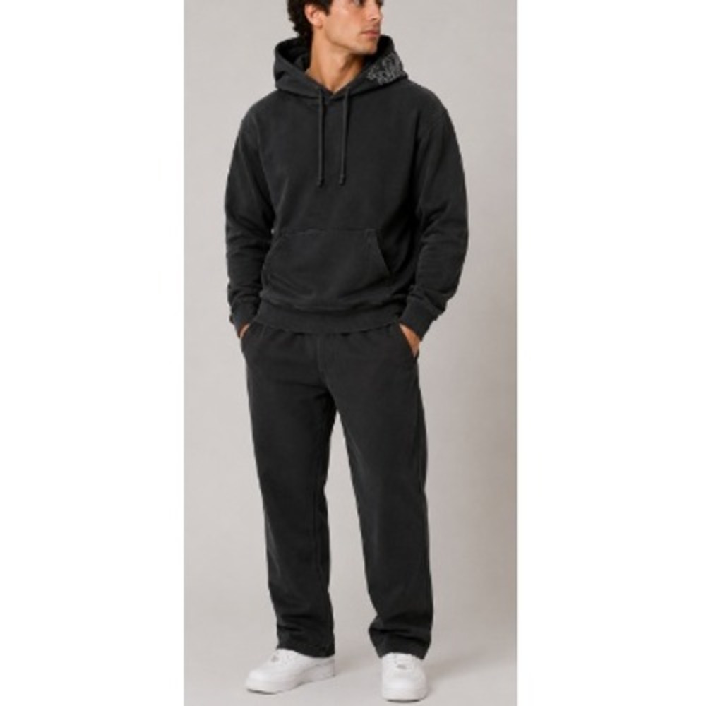 Syna World Men's Black Long Sleeves Kangaroo Front Pocket Pullover Hoodie Size S